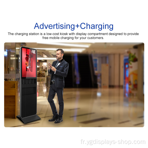 Publicité LCD avec chargement mobile et porte-brochures